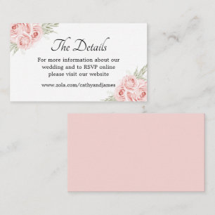 Tarjeta De Recepción Detalles Florales de Rosa Rosa Elegante para Boda