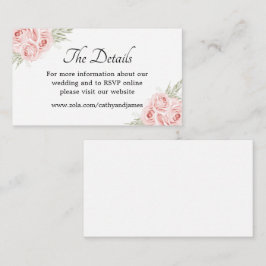 Tarjeta De Recepción Detalles Florales de Rosa Rosa Elegante para Tarje