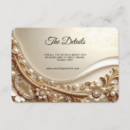 Tarjeta De Recepción Detalles Florales Dorados Elegantes y Ornamentados