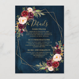 Tarjeta De Recepción Detalles florales modernos geométricos de tono ros