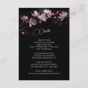 Tarjeta De Recepción Detalles florales negros de flor de Magolia 3D
