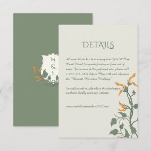 Tarjeta De Recepción Detalles florales retro divertidos Art Nouveau