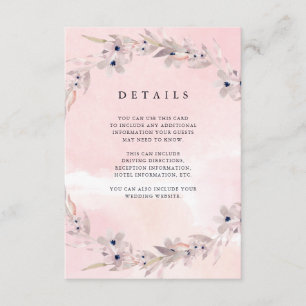 Tarjeta De Recepción Detalles florales rosados de la huésped de la