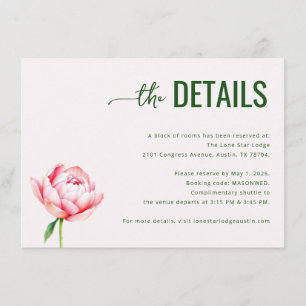Tarjeta De Recepción Detalles Florales Rosados Elegantes