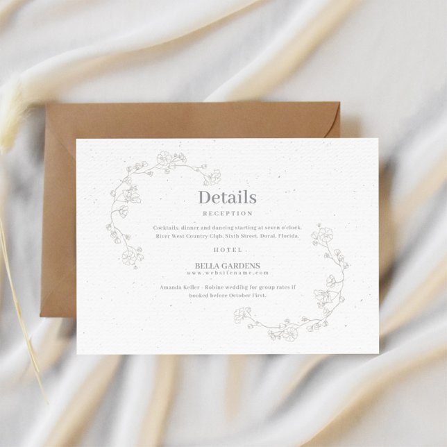 Tarjeta De Recepción Detalles florales sencillos y elegantes (Subido por el creador)