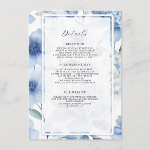 Tarjeta De Recepción Detalles Florales Silvestres Elegantes Verano Azul
