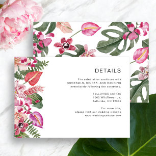 Tarjeta De Recepción Detalles Florales Tropicales Elegantes