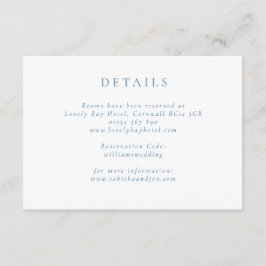 Tarjeta De Recepción Detalles formales del Boda azul y blanco Minimalis