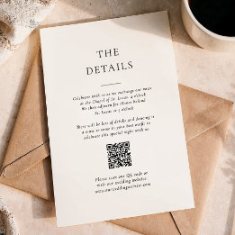 Tarjeta De Recepción Detalles formales del Boda de código QR en blanco 