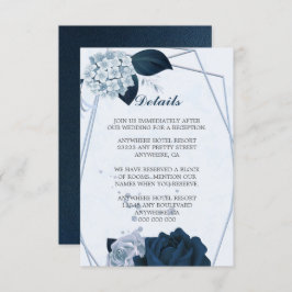 Tarjeta De Recepción detalles geométricos de flores azules polvorientas