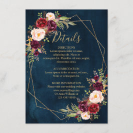 Tarjeta De Recepción Detalles geométricos modernos de la floral de Rubo