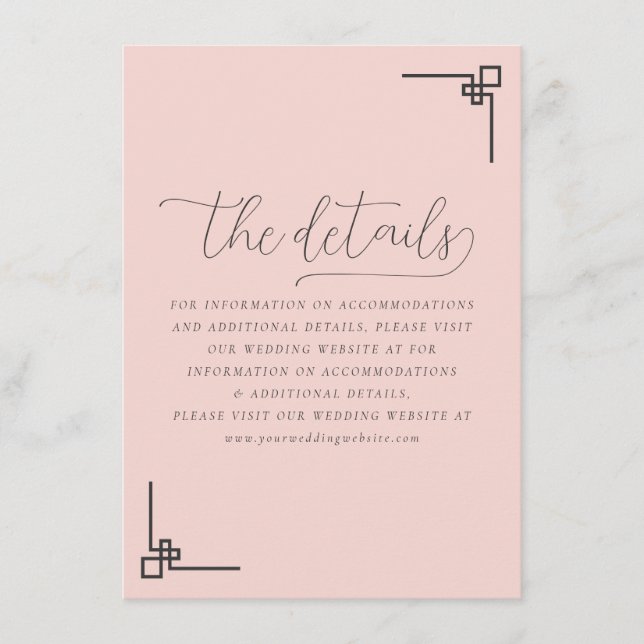 Tarjeta De Recepción Detalles Geométricos Rosados Sofisticados (Anverso)