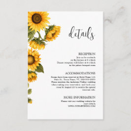 Tarjeta De Recepción Detalles girasoles minimalistas bajo sol brillante