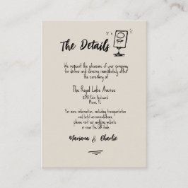 Tarjeta De Recepción Detalles Ilustrados Grises Retro a Mano