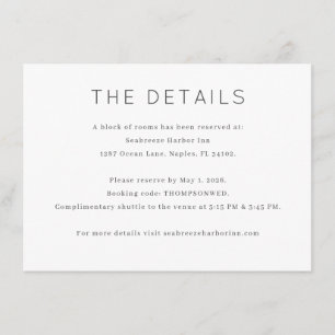 Tarjeta De Recepción Detalles minimalistas blancos elegantes