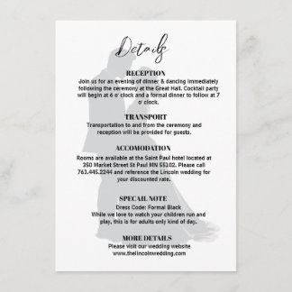 Tarjeta De Recepción Detalles minimalistas de Bodas blancos y negros mo