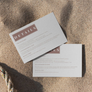 Tarjeta De Recepción Detalles Minimalistas de elegancia marrón simple