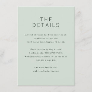 Tarjeta De Recepción Detalles minimalistas de menta elegante
