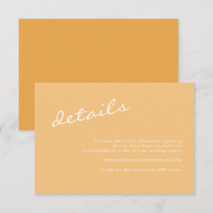 Tarjeta De Recepción Detalles minimalistas del Boda amarillo mostaza