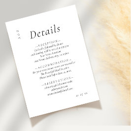 Tarjeta De Recepción Detalles minimalistas del Boda blanco negro elegan