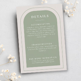 Tarjeta De Recepción Detalles minimalistas del Boda verde elegante