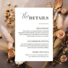 Tarjeta De Recepción Detalles minimalistas elegantes en verde salvia