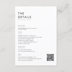 Tarjeta De Recepción Detalles Minimalistas modernos de Bodas blancos y 