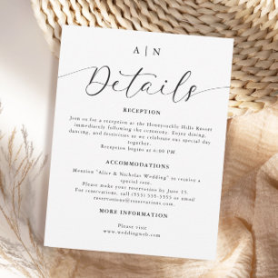 Tarjeta De Recepción Detalles Minimalistas modernos de Bodas blancos y