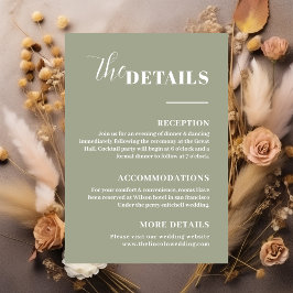 Tarjeta De Recepción Detalles minimalistas modernos en verde salvia