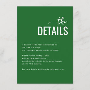 Tarjeta De Recepción Detalles Minimalistas Verdes Elegantes
