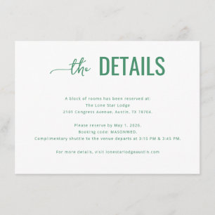 Tarjeta De Recepción Detalles minimalistas verdes modernos