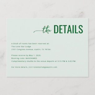 Tarjeta De Recepción Detalles minimalistas verdes sofisticados