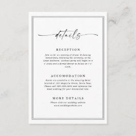 Tarjeta De Recepción Detalles Mínimos de Boda
