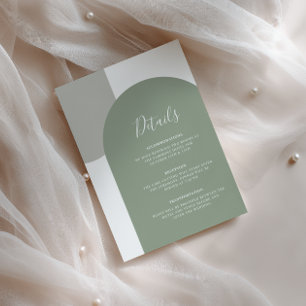 Tarjeta De Recepción Detalles Mínimos de Boda Boho con Arco Verde Salvi