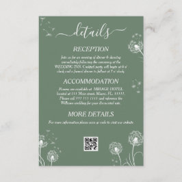 Tarjeta De Recepción Detalles Mínimos de Boda con Flor Silvestre Verde