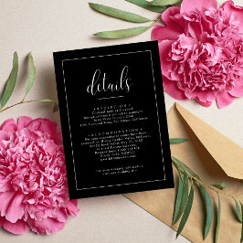 Tarjeta De Recepción Detalles Mínimos de Boda Negra