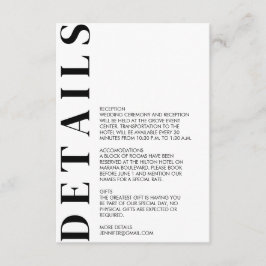 Tarjeta De Recepción Detalles mínimos del Boda
