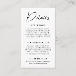 Tarjeta De Recepción Detalles mínimos del Boda