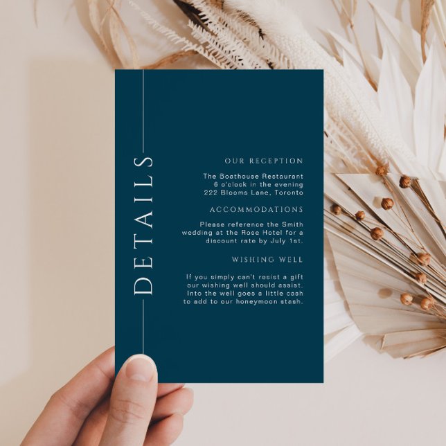 Tarjeta De Recepción Detalles mínimos del Boda azul de la marina Insert (Subido por el creador)