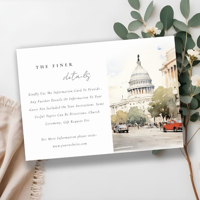 Tarjeta De Recepción Detalles mínimos del Boda de acuarela de Washingto (Subido por el creador)