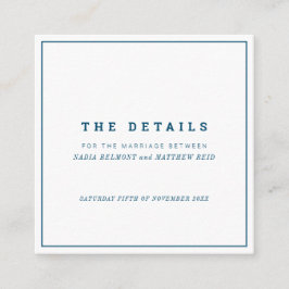 Tarjeta De Recepción Detalles mínimos del boda de la casilla blanca de