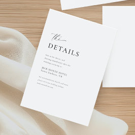 Tarjeta De Recepción Detalles mínimos del Boda de script manuscrito