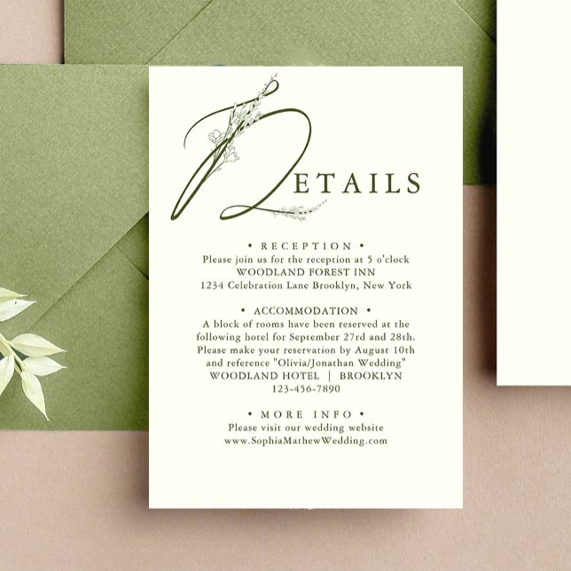 Tarjeta De Recepción Detalles mínimos del Boda del monograma floral ver (Subido por el creador)