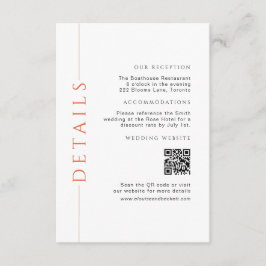 Tarjeta De Recepción Detalles mínimos del Boda del Naranja Insertar cód