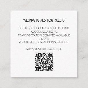 Tarjeta De Recepción Detalles mínimos del Boda moderno de color blanco