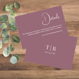 Tarjeta De Recepción Detalles mínimos del Boda rosa polvoriento