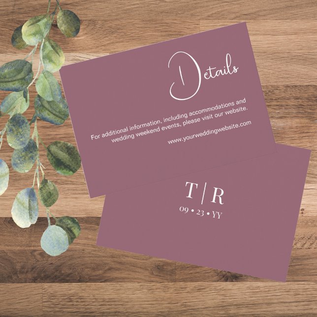 Tarjeta De Recepción Detalles mínimos del Boda rosa polvoriento (Subido por el creador)