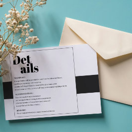 Tarjeta De Recepción Detalles mínimos en blanco y negro