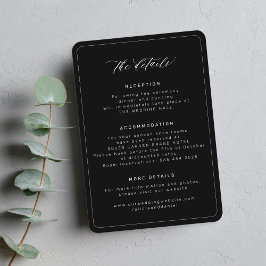 Tarjeta De Recepción Detalles mínimos simples de boda negra