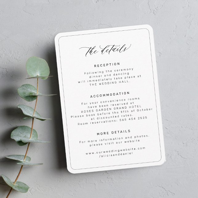 Tarjeta De Recepción Detalles mínimos y simples del boda (Subido por el creador)